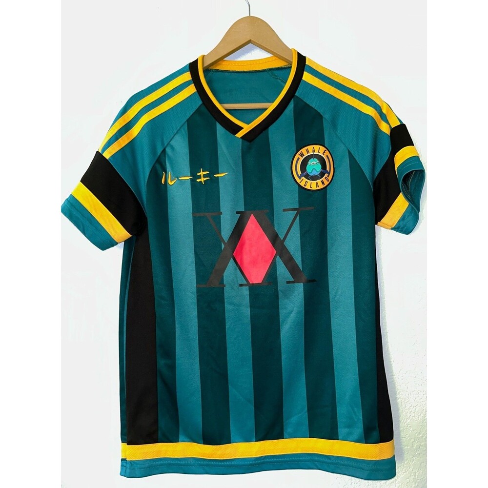 Hunter x Hunter Gon Freecss 405 Whale Island Anime Soccer Jersey Teal Black L